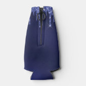 Blauw glinsterende druppels witte nautische naam flesjeskoeler (Achterkant)