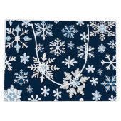 Blauw Glinsterende Sneeuwvlokken Gift Bag Groot Cadeauzakje (Achterkant)