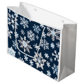 Blauw Glinsterende Sneeuwvlokken Gift Bag Groot Cadeauzakje (Voorkant Gekanteld)