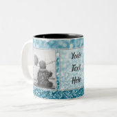 Blauw glitter 2 Afbeeldingen met tekstontwerp uw e Tweekleurige Koffiemok (Voorkant links)
