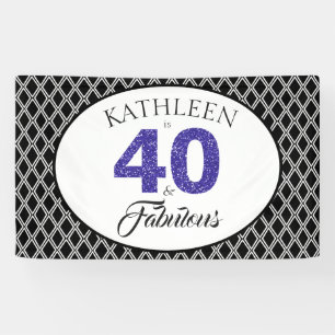 Blauw Glitter 40 en Fantastisch 40e Verjaardag Cus Spandoek