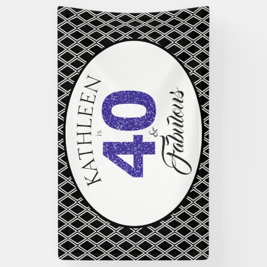 Blauw Glitter 40 en Fantastisch 40e Verjaardag Cus Spandoek (Verticaal)