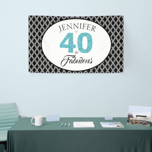 Blauw Glitter 40 en Fantastisch op Maat 40e Verjaa Spandoek (Beurs)