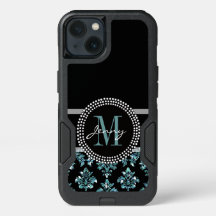 Blauw Glitter Afgedrukt, zwart Damascus, speciaal 