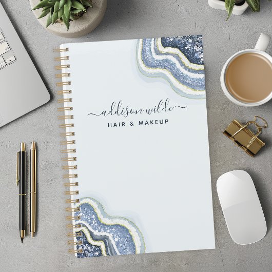 Blauw Glitter Agate Geode Luxe Bedrijf Planner