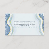 Blauw Glitter Agate Geode Luxe Chic Afsprakenkaartje (Achterkant)