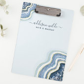 Blauw Glitter Agate Geode Luxe Chic Klembord