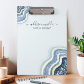 Blauw Glitter Agate Geode Luxe Chic Klembord