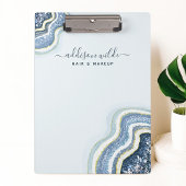 Blauw Glitter Agate Geode Luxe Chic Klembord