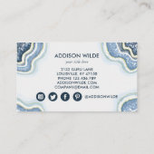 Blauw Glitter Agate Geode Luxe Chic Visitekaartje (Achterkant)