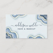 Blauw Glitter Agate Geode Luxe Chic Visitekaartje (Voorkant)