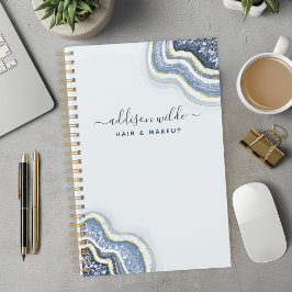 Blauw Glitter Agate Geode Luxe Zakelijk Planner