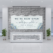 Blauw Glitter Agate Geode Luxe Zakelijk Spandoek