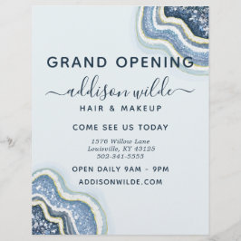 Blauw Glitter Agate Geode Zakenvlieger Flyer