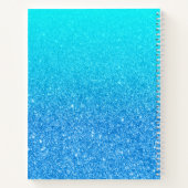 Blauw Glitter Aqua Ombre links Behandeld Notitieboek (Achterkant)