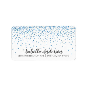 Blauw Glitter Baby Shower Adreslabel Etiket