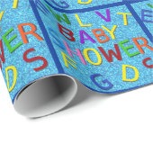 Blauw glitter-Baby shower-opvulpapier Cadeaupapier (Rol Hoek)