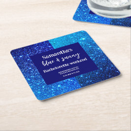Blauw Glitter Bachelorette Feestje  Kartonnen Onderzetters