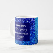 Blauw Glitter Bachelorette Party Shot Glass Koffiemok (Voorkant links)