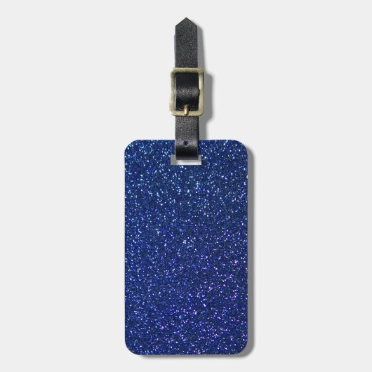 Blauw glitter bagagelabel (Voorkant verticaal)