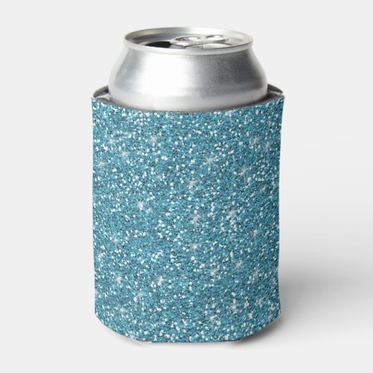 Blauw Glitter bedrukt Blikjeskoeler (Blikje Voorkant)