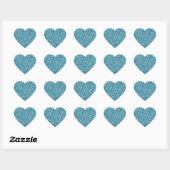 Blauw Glitter bedrukt Hart Sticker (Vel)