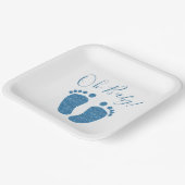 Blauw Glitter Boy's Baby shower Papieren Bordje (Gebogen)