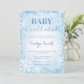Blauw Glitter Cold Outside Snowflake Baby shower I Kaart (Staand voorkant)