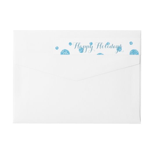 Blauw glitter Confetti Wrap rond Etiket (Achterkant)