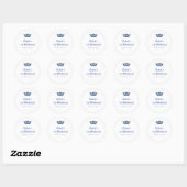 Blauw Glitter Crown Royal Prince Sticker Label (Vel)