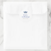 Blauw Glitter Crown Royal Prince Sticker Label (Tas)
