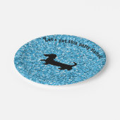 Blauw Glitter Dachshund Paper-Borden Papieren Bordje (Gekanteld)