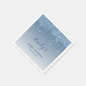 Blauw glitter Drip Baby shower Servet (Hoek)