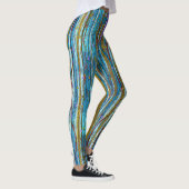Blauw glitter en gouden strips leggings (Rechts)
