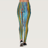 Blauw glitter en gouden strips leggings (Achterkant)