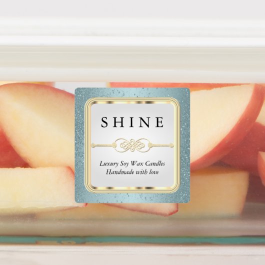 Blauw glitter en wit labels (Aangebracht)