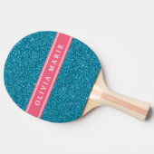 Blauw Glitter (faux) Roze, gepersonaliseerde naam Tafeltennisbatje (Zijkant)