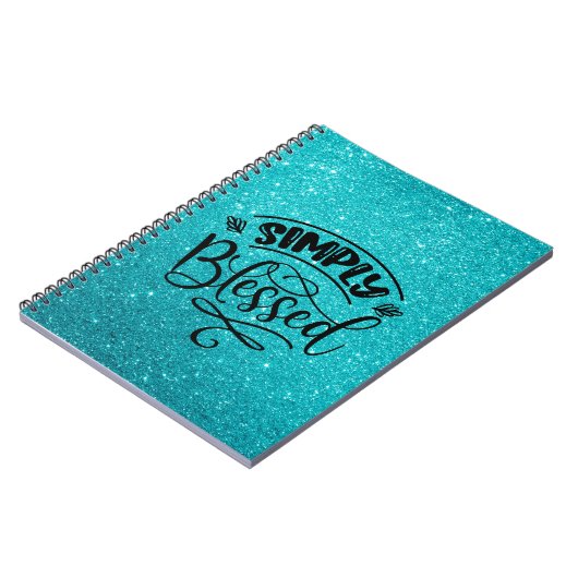 Blauw glitter | Gewoon Notitieboek zonder been (Linkerzijde)