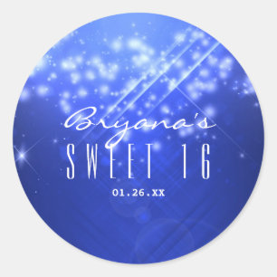 Blauw Glitter Glam Club Vibe FEest Stickers