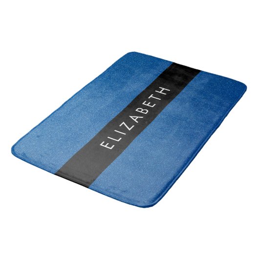 Blauw Glitter, Glitter Achtergrond, Jouw naam Badmat (Gekanteld)