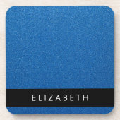 Blauw Glitter, Glitter Achtergrond, Jouw naam Bier Onderzetter (Voorkant)