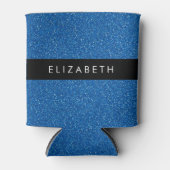 Blauw Glitter, Glitter Achtergrond, Jouw naam Blikjeskoeler (Voorkant)