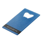 Blauw Glitter, Glitter Achtergrond, Jouw naam Creditkaart Flessenopener (Voorkant Gekanteld)