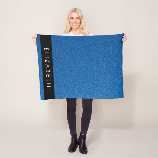 Blauw Glitter, Glitter Achtergrond, Jouw naam Fleece Deken (In situ)