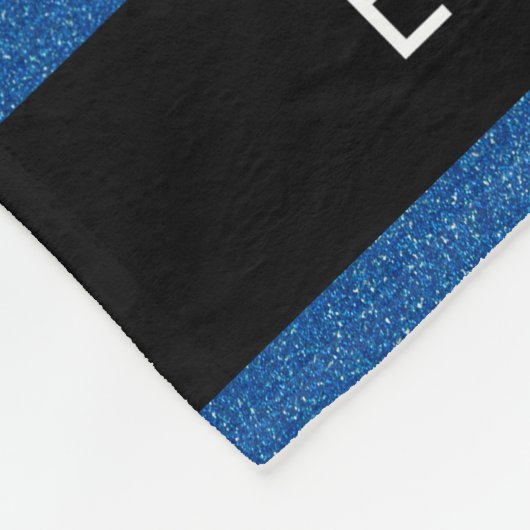 Blauw Glitter, Glitter Achtergrond, Jouw naam Fleece Deken (Hoek)