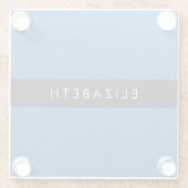 Blauw Glitter, Glitter Achtergrond, Jouw naam Glazen Onderzetter (Achterkant)