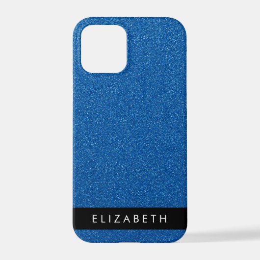 Blauw Glitter, Glitter Achtergrond, Jouw naam iPhone Hoesje (Achterkant)