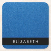 Blauw Glitter, Glitter Achtergrond, Jouw naam Kartonnen Onderzetters (Voorkant)