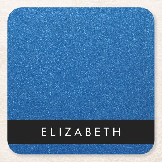 Blauw Glitter, Glitter Achtergrond, Jouw naam Kartonnen Onderzetters (Voorkant)