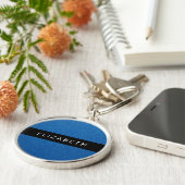 Blauw Glitter, Glitter Achtergrond, Jouw naam Sleutelhanger (Zijkant)